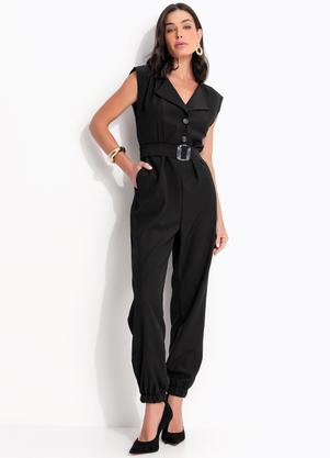 Macac�o Preto em Crepe Plano
