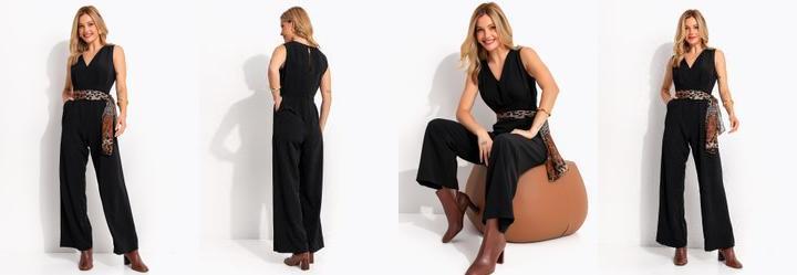 Macac�o Preto em Crepe Plano