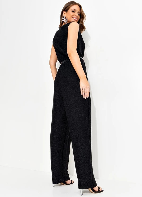 Quintess - Macacão Preto em Malha com Lurex 5