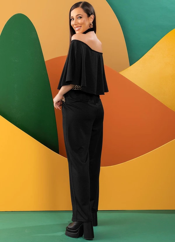 Quintess - Macacão Preto em Malha Crepe 2