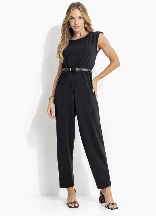 Quintess - Macacão Preto em Malha Crepe 4