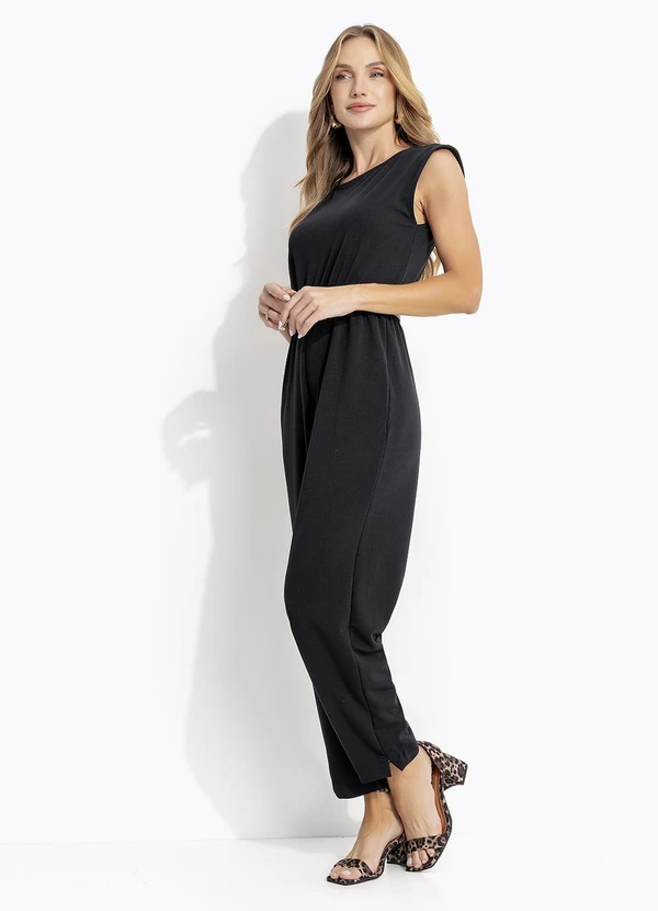 Quintess - Macacão Preto em Malha Crepe 5