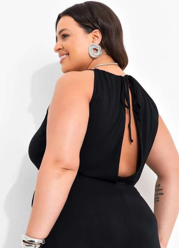 Quintess - Macacão Preto em Malha de Viscose com Elastano 10