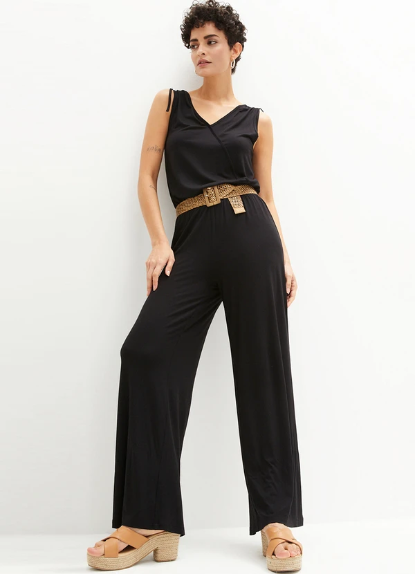 bonprix - Macacão Preto em Malha de Viscose 6