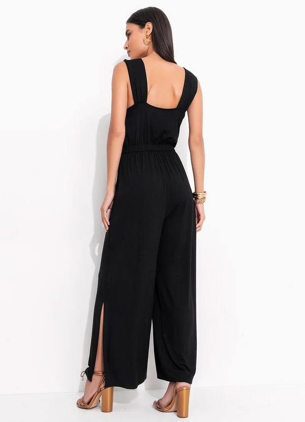 Quintess - Macacão Preto em Malha de Viscose 3