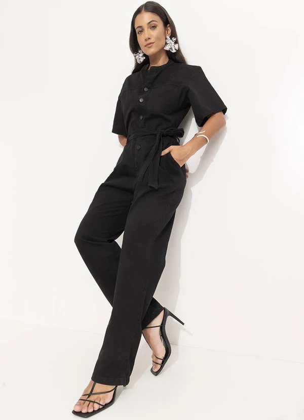 Quintess - Macacão Preto em Sarja 3