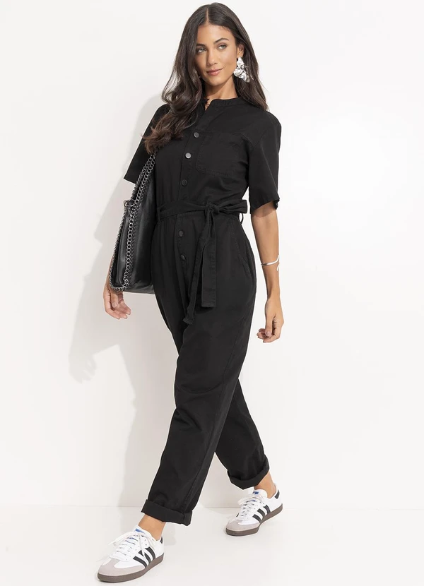 Quintess - Macacão Preto em Sarja 4