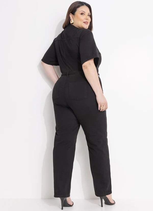 Quintess - Macacão Preto em Sarja 8