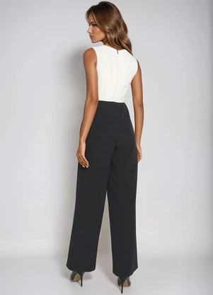 bonprix - Macacão Preto em Viscose Plana Sarjada - BONPRIX