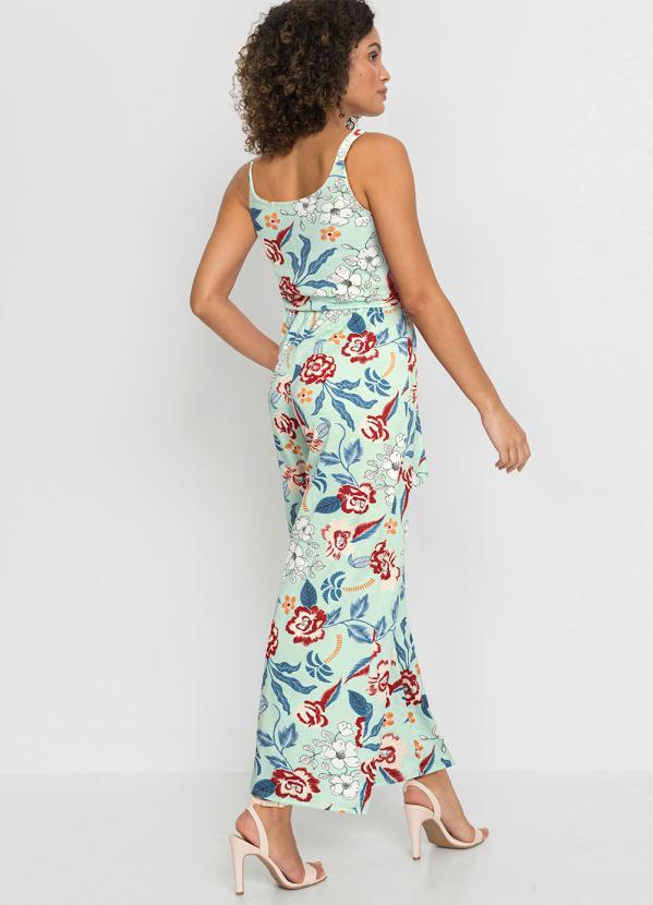 Outlet - Macacão Regata com Amarração Floral Verde 2