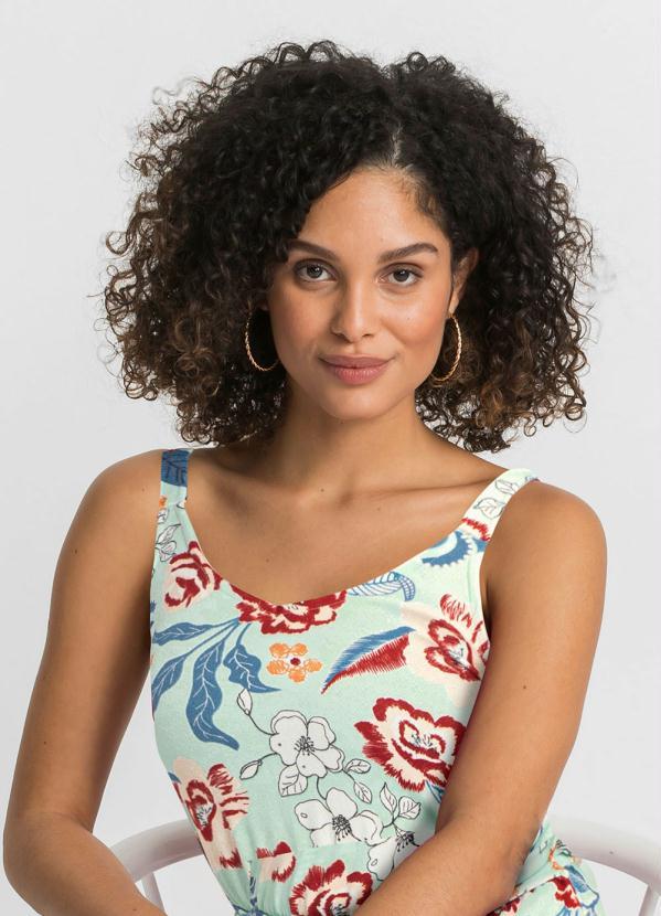 Outlet - Macacão Regata com Amarração Floral Verde 3