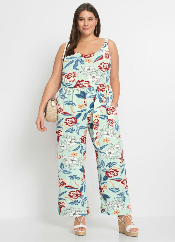 Outlet - Macacão Regata com Amarração Floral Verde 5