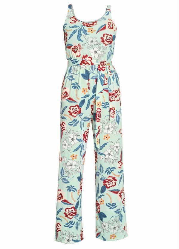 Outlet - Macacão Regata com Amarração Floral Verde 8