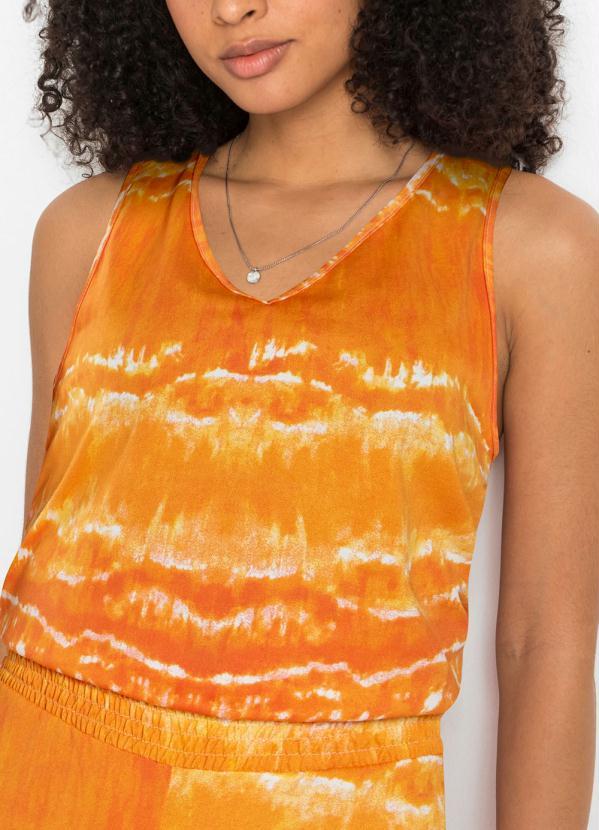 Outlet - Macacão Regata Laranja e Branco 3