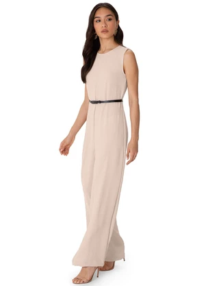 Enfim - Macacão Reto Texturizado Areia - ENFIM