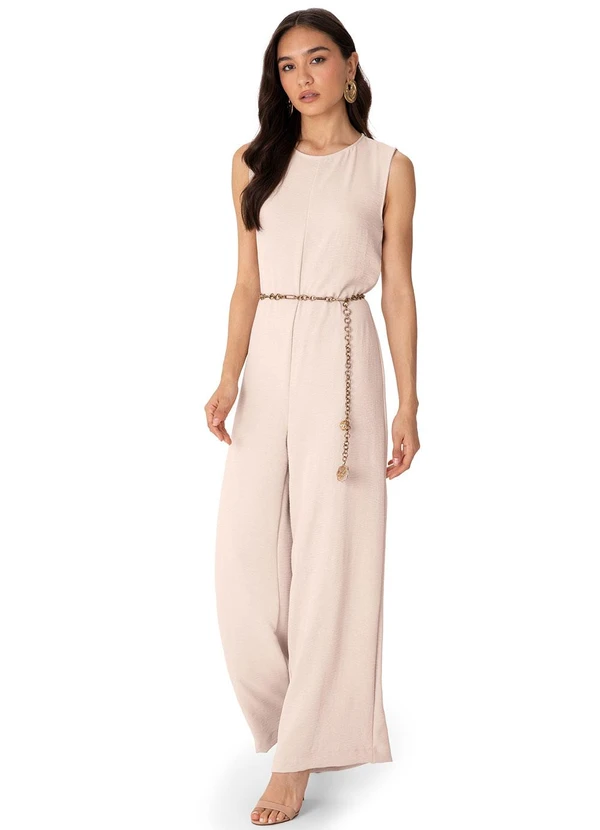 Enfim - Macacão Reto Texturizado Areia 2