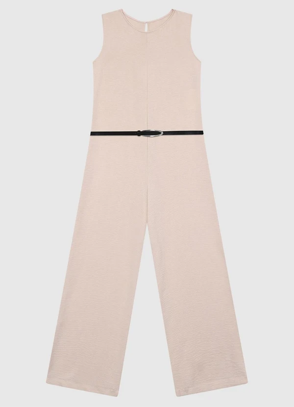 Enfim - Macacão Reto Texturizado Areia 3