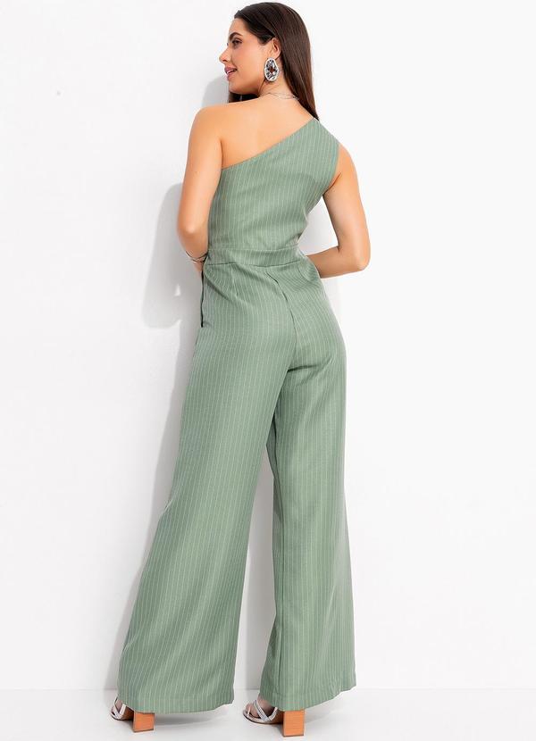 Quintess - Macacão Risca de Giz Verde em Alfaiataria 2