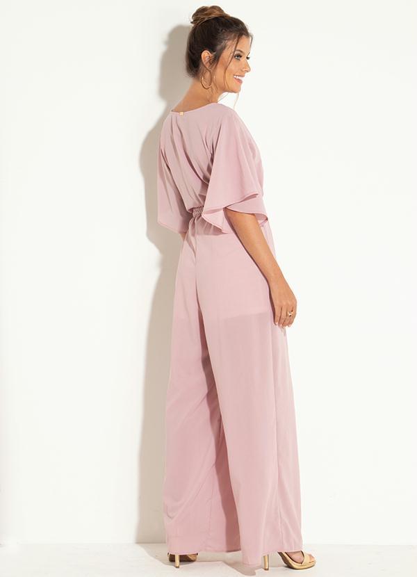 Quintess - Macacão Rosê com Cinto Trançado 2