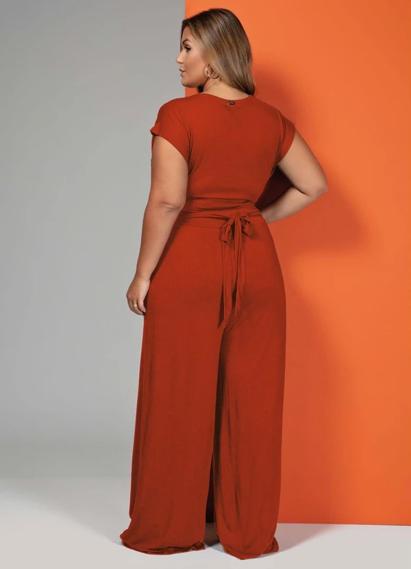 Quintess - Macacão Telha Longo com Bolsos e Faixa 8