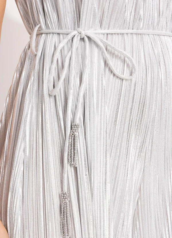 Farm - Macacão Trança Plissado Prata 2