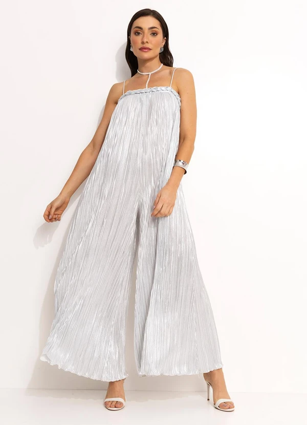 Farm - Macacão Trança Plissado Prata 4