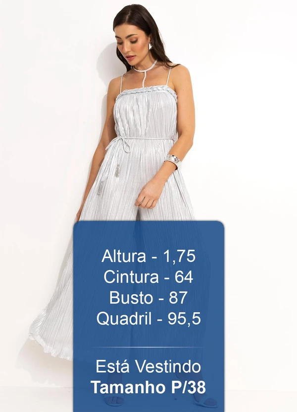 Farm - Macacão Trança Plissado Prata 5