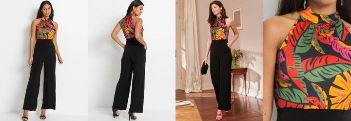 Macaco Tropical Preto em Malha Crepe