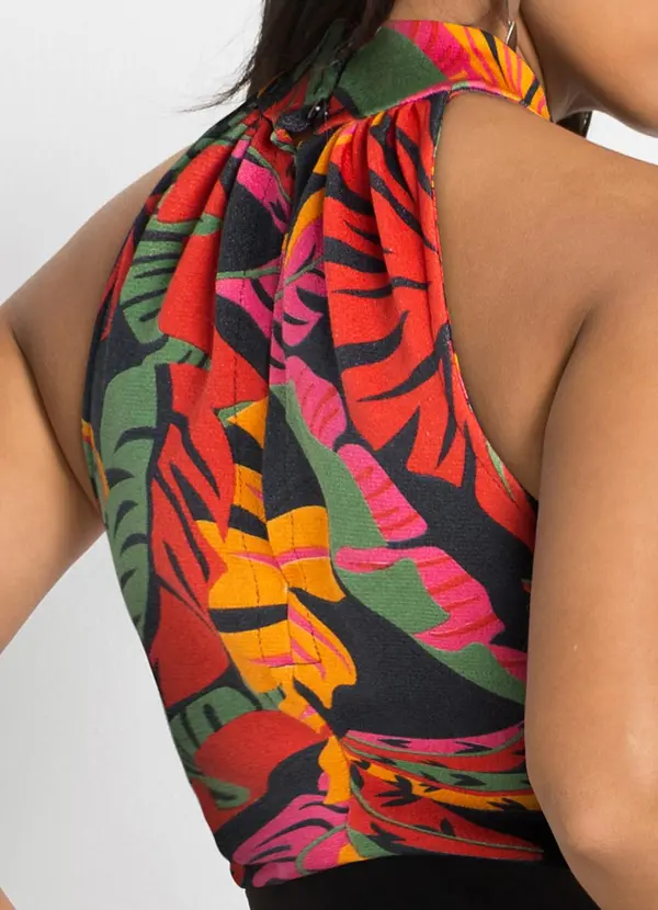 bonprix - Macacão Tropical Preto em Malha Crepe 5