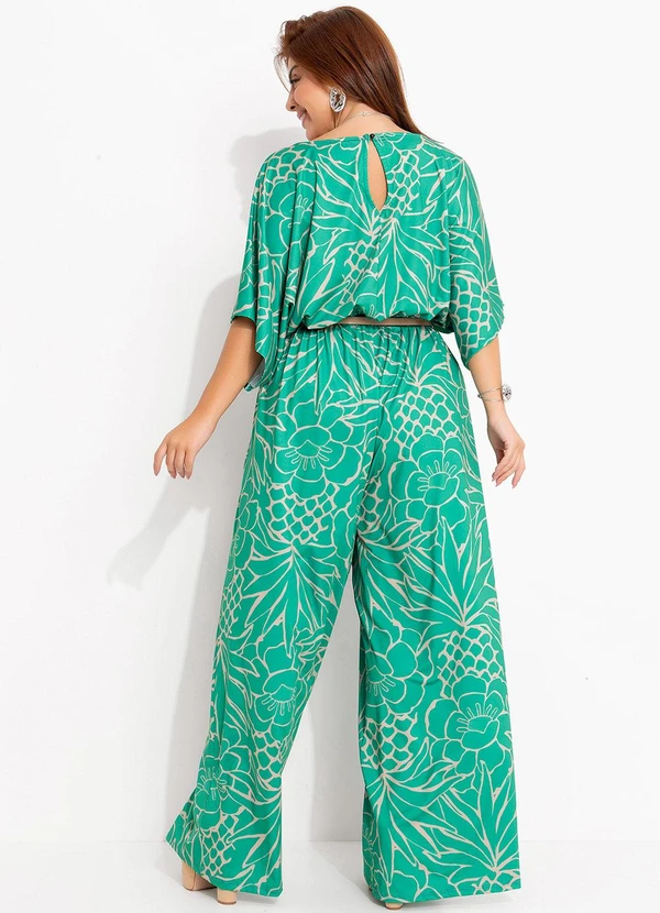 Quintess - Macacão Tropical Verde em Malha Fria 13