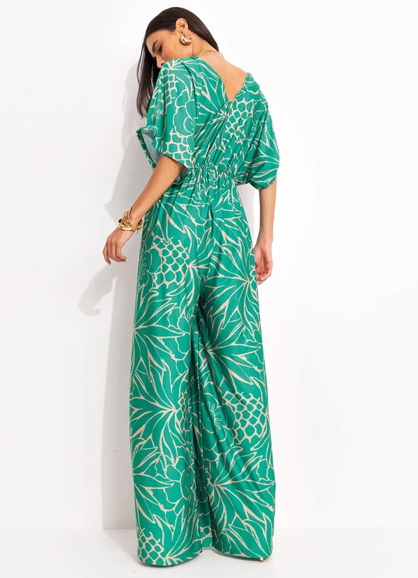 Quintess - Macacão Tropical Verde em Malha Fria 3