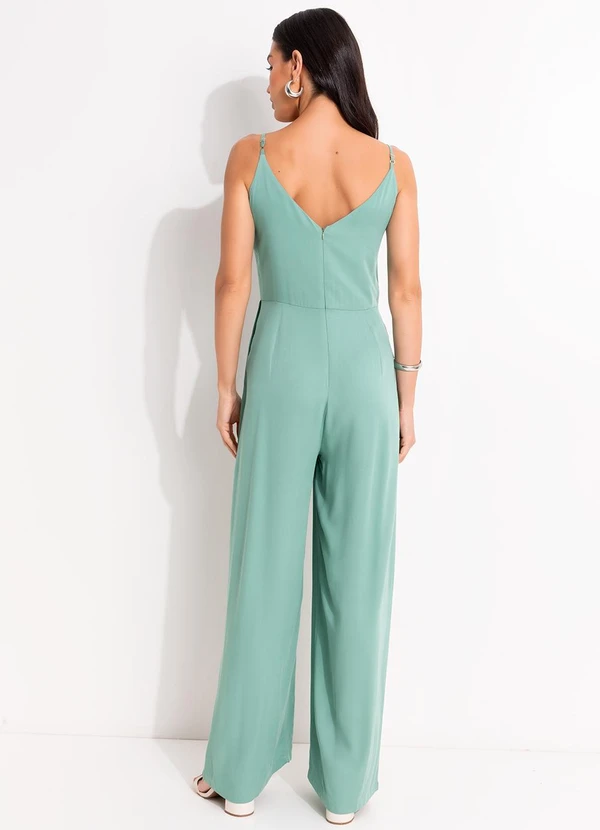 Quintess - Macacão Verde Claro em Viscose Plana Sarjada 2