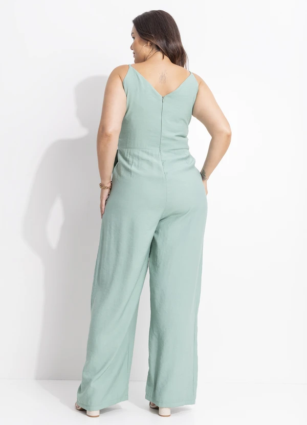 Quintess - Macacão Verde Claro em Viscose Plana Sarjada 7