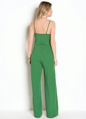 Moda Pop - Macacão Verde com Pregas - MODA POP