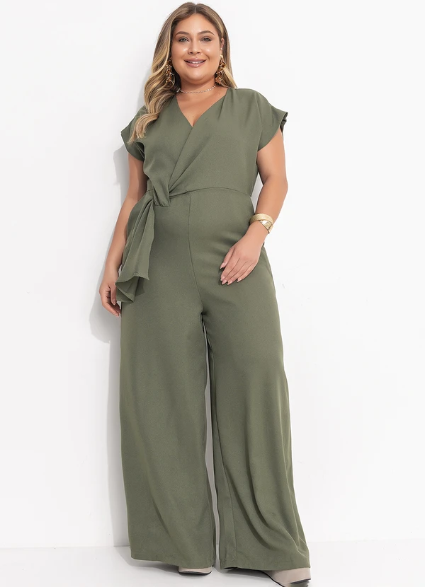 Quintess - Macacão Verde em Crepe Plano 7