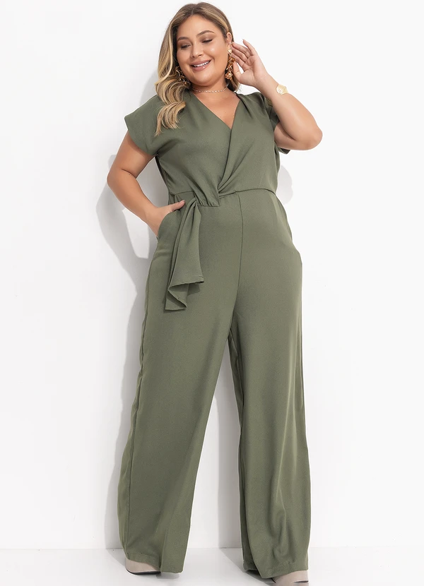 Quintess - Macacão Verde em Crepe Plano 9