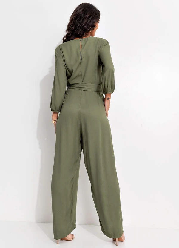 Quintess - Macacão Verde em Viscose Plana Sarjada 2