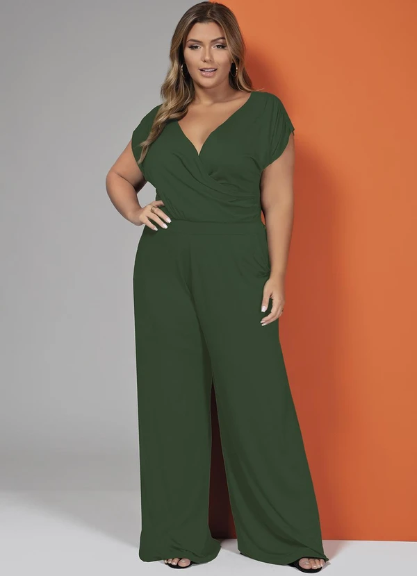 Quintess - Macacão Verde Longo com Bolsos e Faixa 7