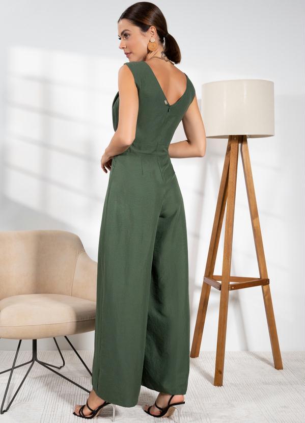 Quintess - Macacão Verde Militar com Fivela nas Alças 3