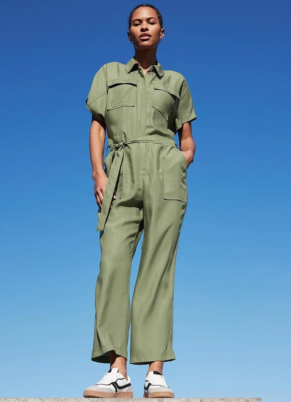 bonprix - Macacão Verde Militar em Jeans 3