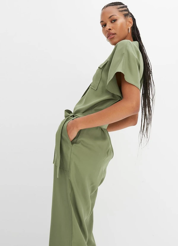 bonprix - Macacão Verde Militar em Jeans 5