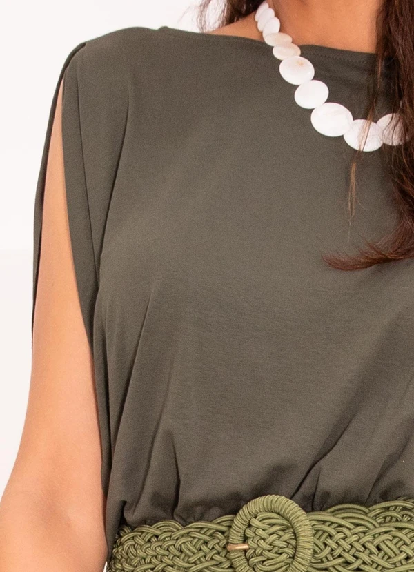 Quintess - Macacão Verde Militar em Malha de Viscose 3