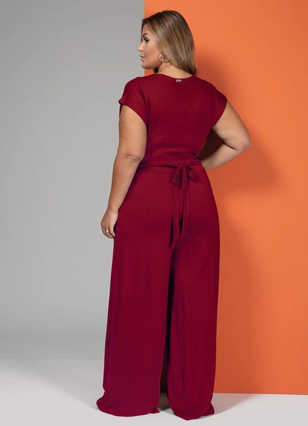 Quintess - Macacão Vermelho em Malha de Viscose 5