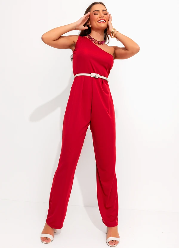 Moda Pop - Macacão Vermelho em Malha 3