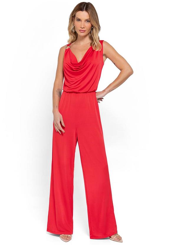Enfim - Macacão Vermelho Gola Degagê