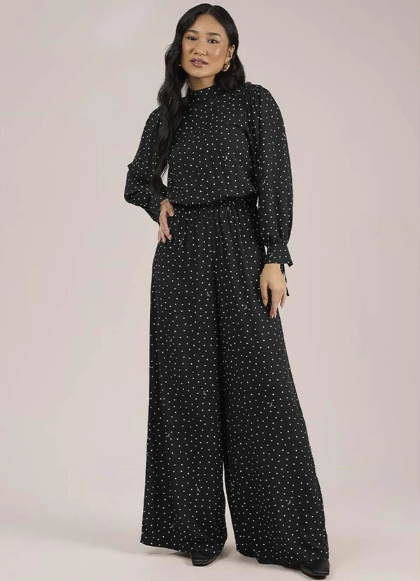 Angel - Macacão Viscose Estampada Preto