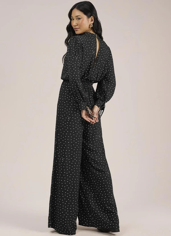 Angel - Macacão Viscose Estampada Preto 2