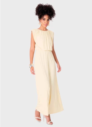 Enfim - Macacão Wide Leg em Malha Off White - ENFIM