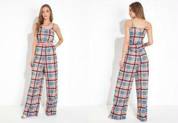 Macaco Xadrez Marrom Modelo Pantalona com Alas