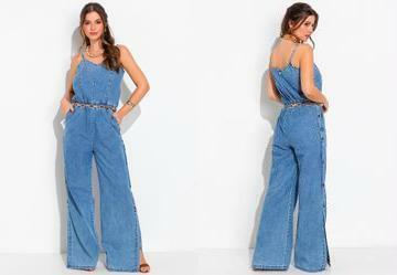 Macaco Azul Longo com Botes nas Laterais